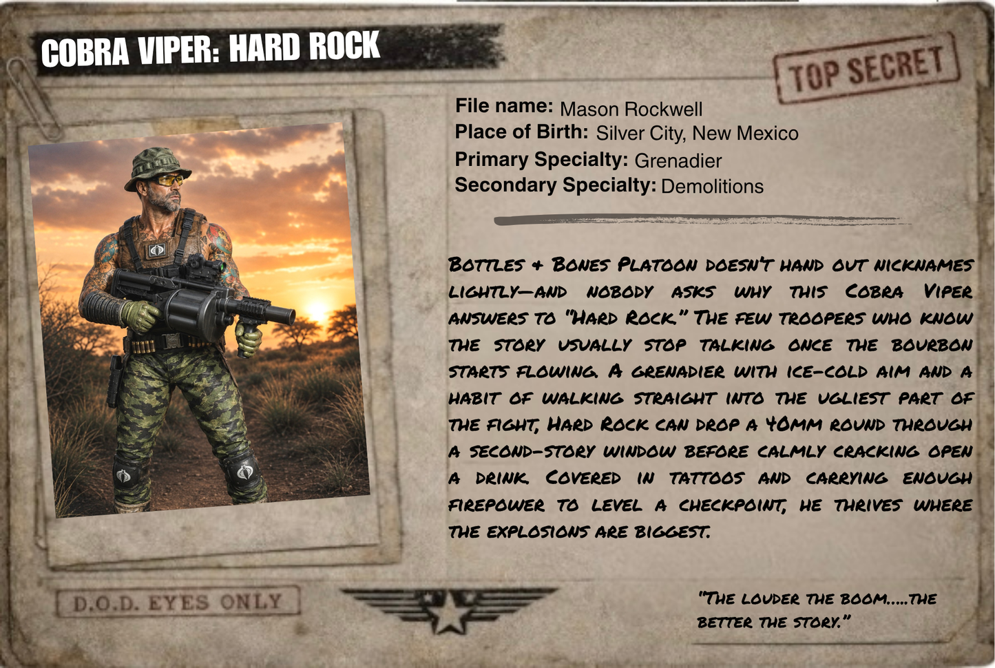 COBRA Viper "Hard Rock" | One-of-a-Kind 1:12 Scale Cobra Custom Figure